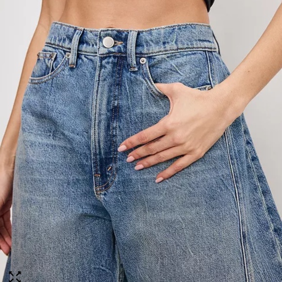 Good American Good Extreme Barrel Jeans High Rise Balloon Fit Indigo Blue Size 8 - Picture 3 of 16